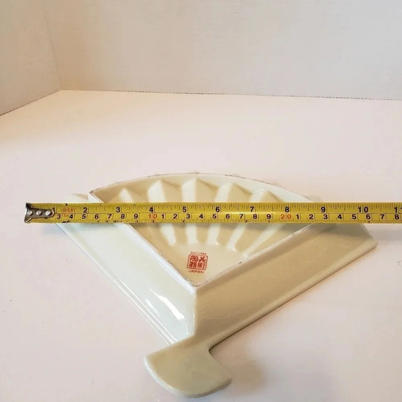 Vintage Asian Handpainted Fan  Trinket Dish Floral/Peacock. - Picture 9 of 11